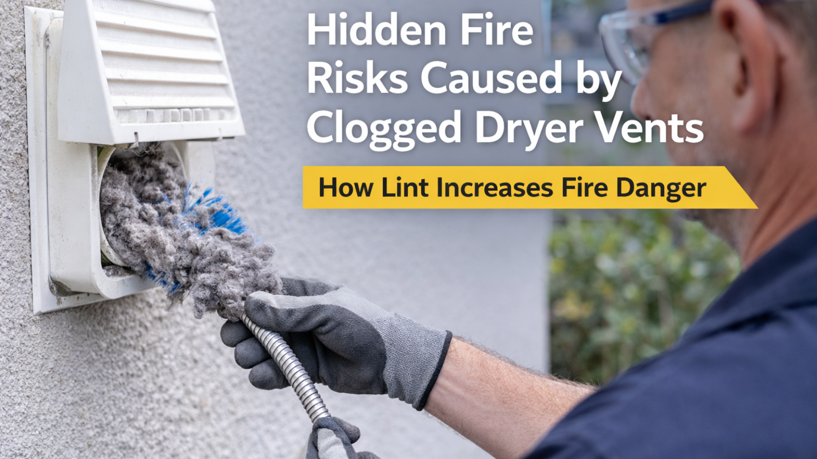 Technician cleaning a clogged dryer vent to reduce fire risk in Vancouver homes