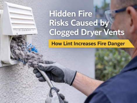 Technician cleaning a clogged dryer vent to reduce fire risk in Vancouver homes