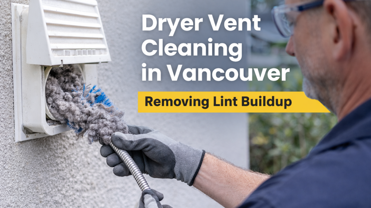 Professional dryer vent cleaning service in Vancouver removing lint buildup